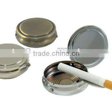 2012 hot sale round shaped stainless steel metal ashtray, mini ashtray with keyring