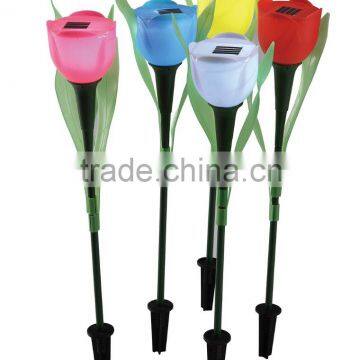 plastic flower solar spike garden light