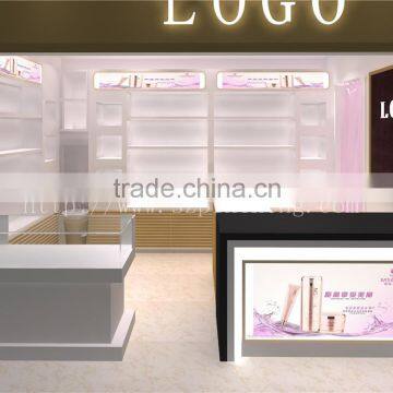 wooden material nail kiosk display showcase with led light box for showroom