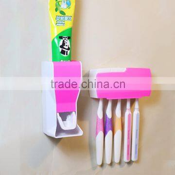 Cosylife Toothpaste Dispenser Toothbrush Holder and Toothpaste Squeezer Kit Wall Mounted Kid's 5 Toothbrush Holders With Cover