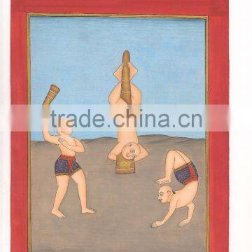 indian Miniature Painting Artwork Portrait Art Gallert Artist water color Yoga Yogi AUM OM