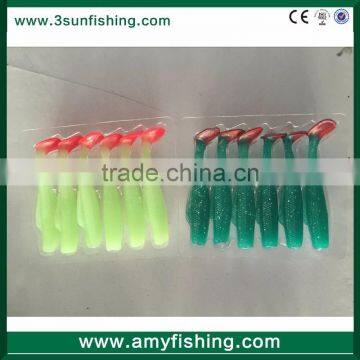 fishing tackle t-tail soft worm two colors pvc soft lure