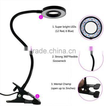 10W Adjustable 6 Level Dimmable Clip Plant Lamp with 360 degree Flexible Goose-Neck