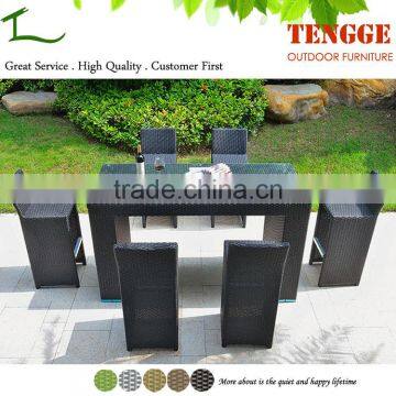 6 Seats Wicker Bar Height Patio Dining Set photo-3