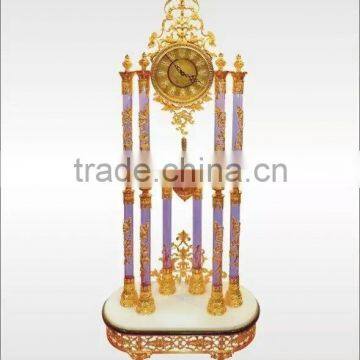 Antique 24K Gold Plated Floor Clock,Grandfather Clock, Elegant Design Floor Standing Clock, Made of Copper&Marble