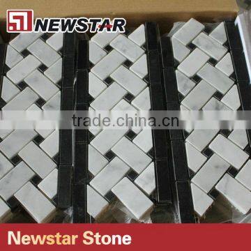 Newstar Cheap White Marble Basketweave Bathroom Wall Tile Ideas Mosaic photo-4