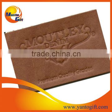 Custom logo embossed Genuine leather label for clothing