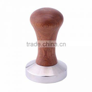 304 Stainless Steel Calibrated Pressure Tamper For Coffee And Espresso With Wooden Handle Brown photo-6