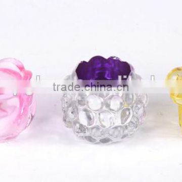 colorful cracked glass candle holder