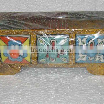Mango Wood Ceramic Drawers,Wooden Ceramic Drawers