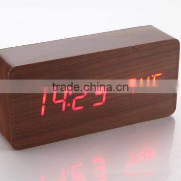 HOT !!!LED Clock Bell Wood Creative LED Clock Acoustic Wooden Clock photo-2