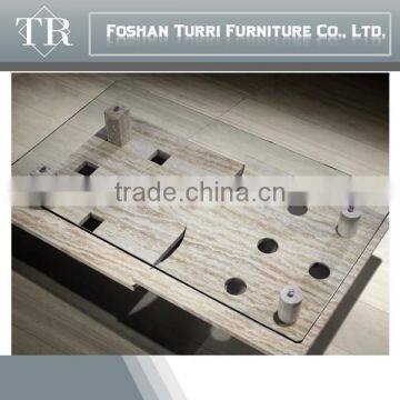 Rectangle Travertine Marble Top Coffee Table photo-2