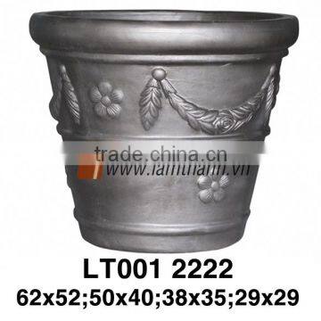 Vietnam Round High Quality Dark Painted Terracotta Pottery