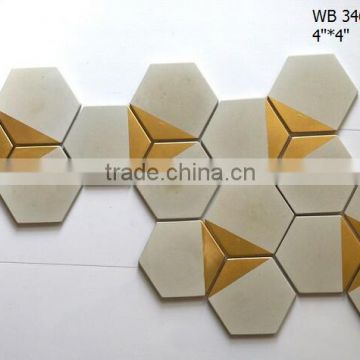 Hexagon concrete tiles with the gold painted tips