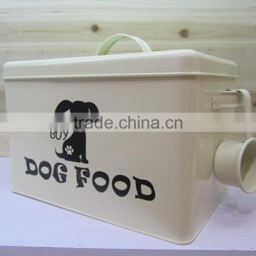 Metal pet food container/galvanized dog food storage bin/household canister with spoon