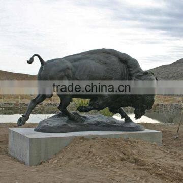 Large Outdoor Copper Metal Craft Buffalo Statues for Sale photo-2