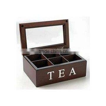 6 Compartment Customized Wooden Tea Box