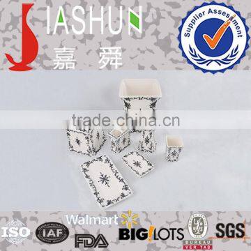 7 PC handmade ceramic bathroom sets embossed decorative border design