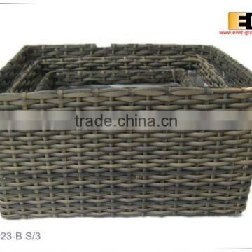 Rectangular Shape PE/plastic Rattan With Liner Plastic Pot photo-2