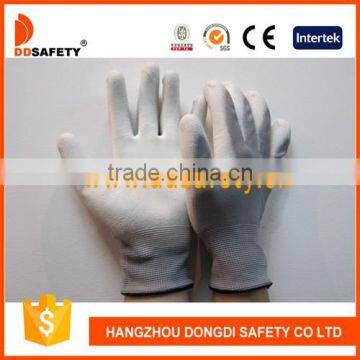 DDSAFETY Hot Sale 2016 Grey Nylon With White PU Coated Safety Gloves