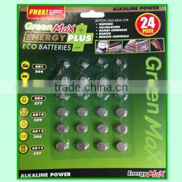 24 PK Green max button cell batteries