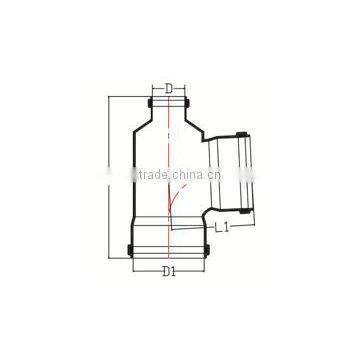 HIGH QUANLITY BOTTLE NECK TEE OF PVC GB STANDARD EXPANDING FITTINGS FOR DRAINAGE WITH GASKET photo-2