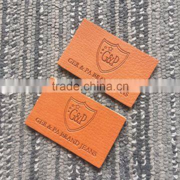 2017 high quality jeans PU leather labels with custom logo