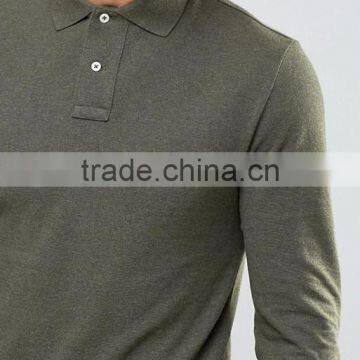 High Quality Custom Long Sleeve Button Placket Uneven Vented Hem Green Men's 100% Polyester 200gsm Casual Slim Fit Polo T-Shirt photo-3