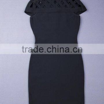 Brown Hollow Out Small O Neck 2015 New Fashion Bodycon Sexy Women's HL Bandage Dress Celebrity Party Dress photo-6
