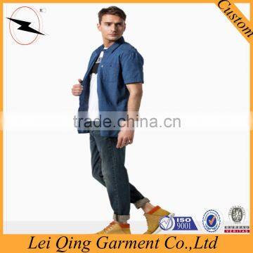 European Style Denim Blue 100% Egyptian Cotton Shirts photo-2