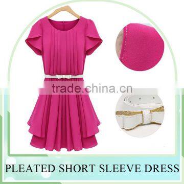 Wholesales Western Style Girls' Pleated Casual Chiffon Dresses, OL Plus Size Long Chiffon Dress With Zipper Design photo-2