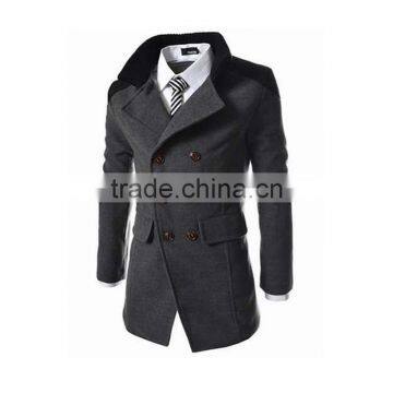 Hot Sale Long Sleeve Woolen Black Navy and Gary Warm 4 Size for Choice Coat of Wool photo-3