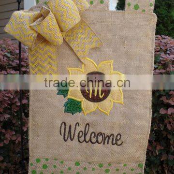 Personalized Embroidered Burlap Garden Flag