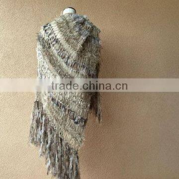 Blanket Scarf Style of Warm Shawl, Large Shawl, Beige Shawl Hand Knit for Women With Black, Ivory Off White, Taupe Shawl, Fring photo-2