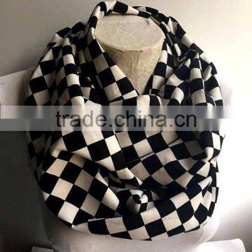 Black and White Checkered Scarf, Checkered Infinity Scarf, Women Accessories, Gift Ideas photo-2