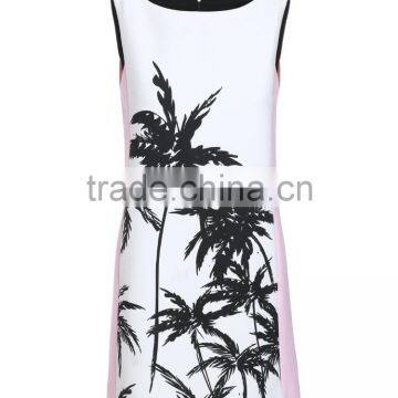 Ladies Black and White Printing Sleeveless Dress photo-2