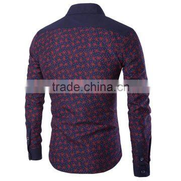 Latest Design Dress Contrast Collar and Cuff Paisley Cotton Men Shirt photo-2