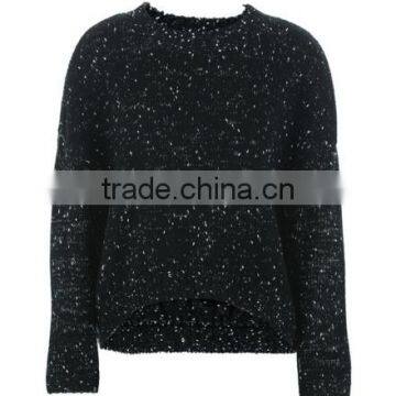 Ladies Cowl Neck Side Slit Loosev Fancy Knitting Patten Pullover Sweater for Wholesale photo-6