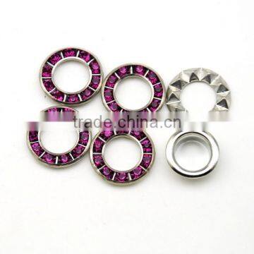 3 Colors 17mm Round Metal Brass Rhinestone Eyelets Crystal Diamond Grommets Glass Eyelets RE-17mm-002 photo-4