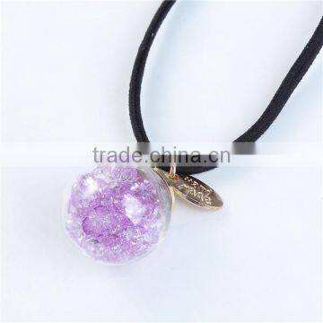 Ponytail Holder Ball Black Purple Rhinestone Glass Elastic Hair Ties photo-2