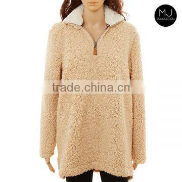 Factory Woman Plain Sherpa Pullover Sweater Wholesale Clothing photo-3