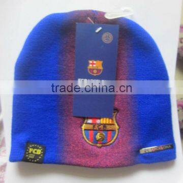 Winter knitted hat embroidery logo,Spain football team real thing