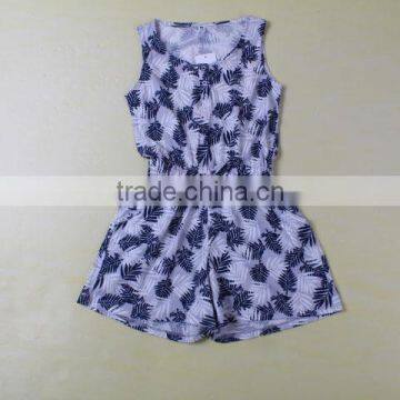 Floral printing baby girls one piece dress plain cotton dress designs