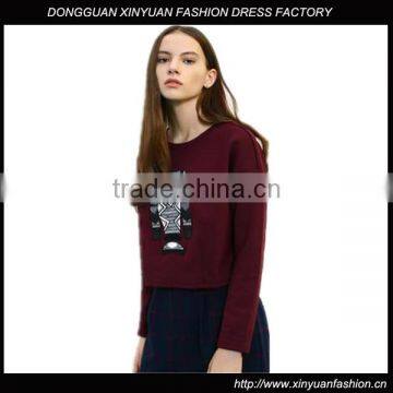 Wholesale Casual Long Sleeve Crewneck Sweatshirts,Custom Latest Women Pullover Embroideried Sweatshirts