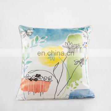 Home Decor Imitated Silk Fabric Floral Print Pillow Sofa Cushion Cover photo-3