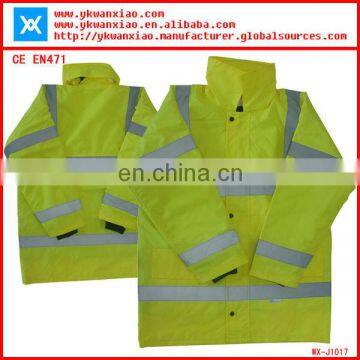 class3 reflective safety parka with sealing and waterproof