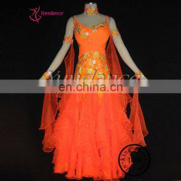 2014 Graceful Costumes For Ballroom Dancing Brilliant Orange B-1182