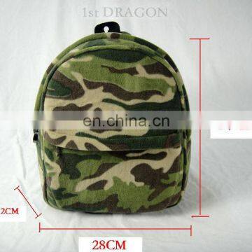 Hot sale personalized plush camo backpack with embroidery for girls