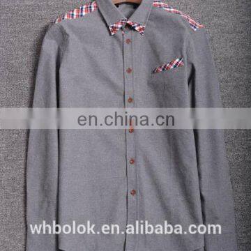 Custom label logo latest design fashion long sleeve wool grey shirt for china supplier