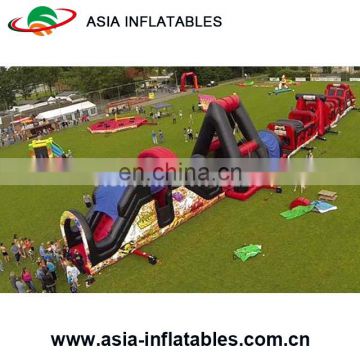 Hot Selling Long Inflatable Obstacle With Bounce Jumping And Water Slide Inflatable